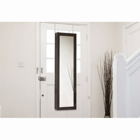 Baxton Studio Black Reflections Full Length Jewelry Armoire with Mirror