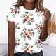 thumbnail image 1 of Fiudx Liquidación de Ahorros de Verano Blusa Holgada Estampada con Cuello Redondo Retro de Manga Corta a La Moda para Mujer, 1 of 4