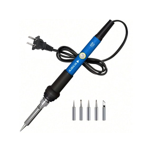 Soldering Iron Kit 60W 110V Adjustable Temperature Welding Iron From 200 To 450 C With 5 Replaceable Tips US Plug