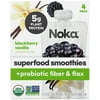 Noka Organic Blackberry Vanilla Superfood Smoothie Pouches with Plant Protein, 4.22oz, 4-Pack