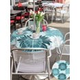 thumbnail image 4 of Outdoor Tablecloth with Umbrella Hole & Zipper, Teal Spring Floral Round Tablecloth 60 Inch, Farmhouse Botanical Summer Sunflower Patio Table Cover Waterproof Table Cloth for Picnic/Party, 4 of 7