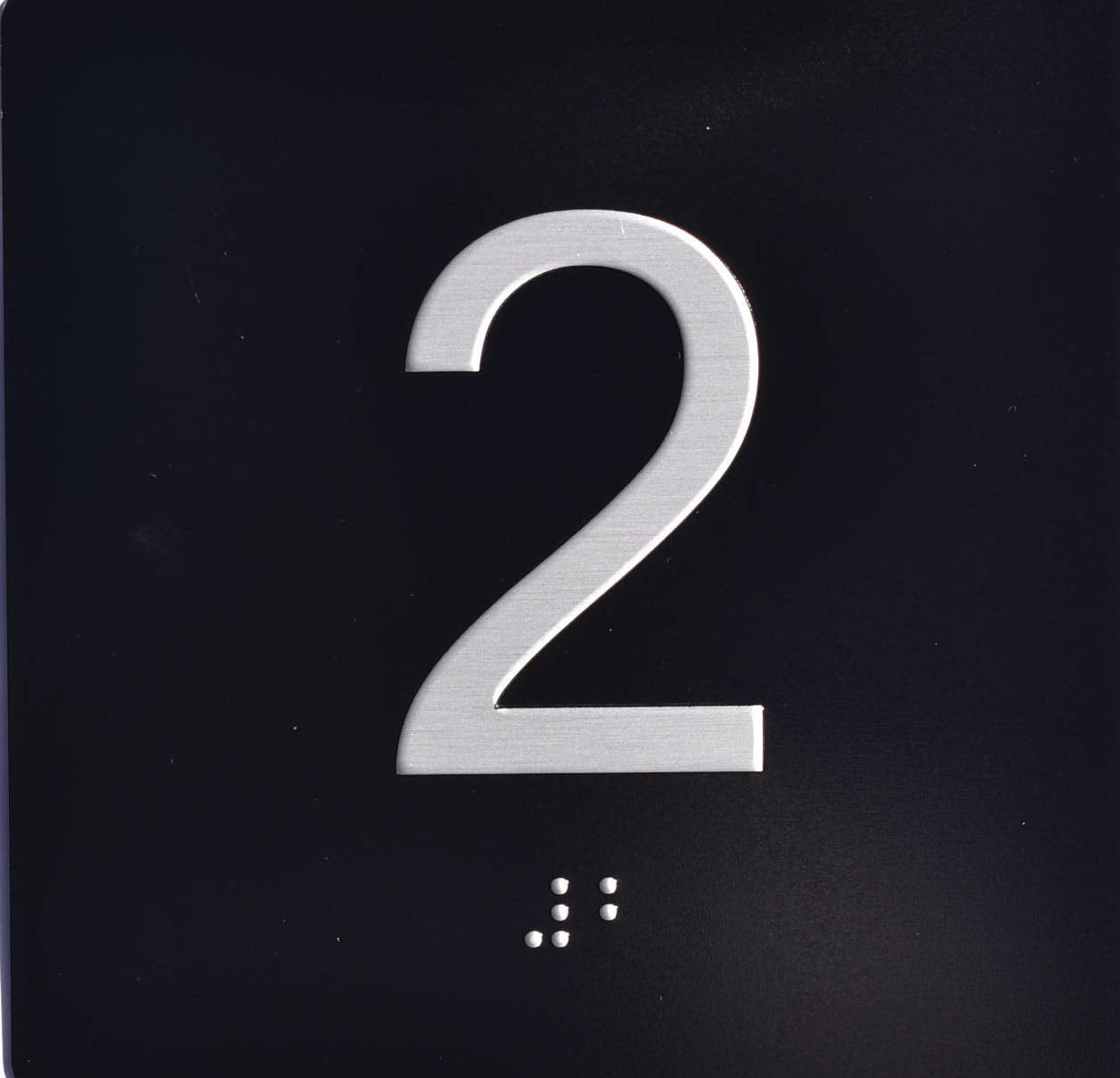 2st Floor Elevator Jamb Plate Sign with Braille and Raised Number