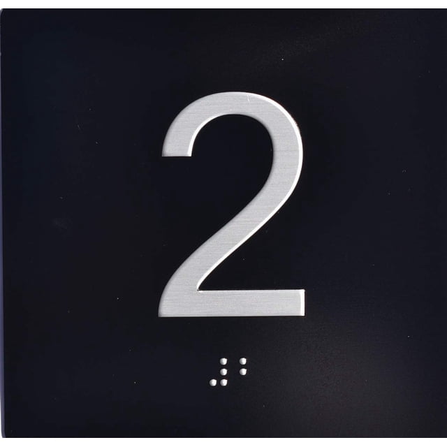 2st Floor Elevator Jamb Plate Sign with Braille and Raised Number ...