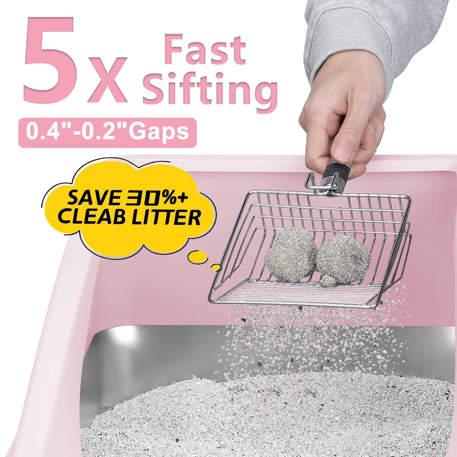 Stainless Steel Cat Litter Box X-Large Cute Pink Enclosed with Lid