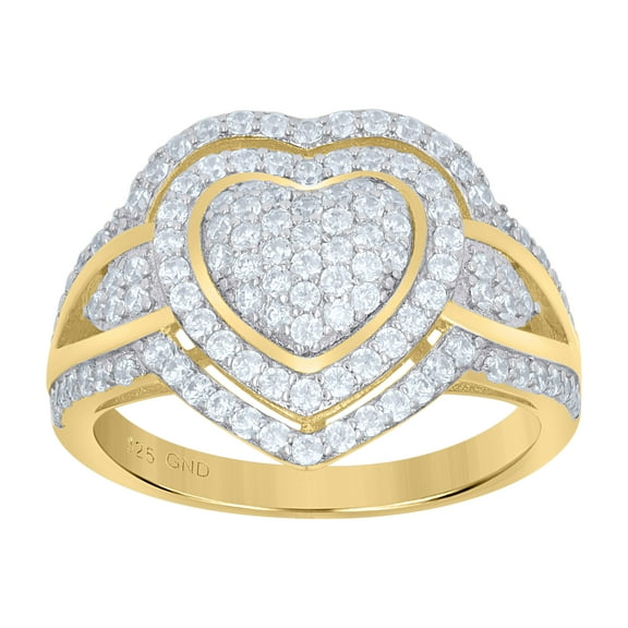 925 Sterling Silver Womens Cubic-Zirconia Heart Ring Size 7