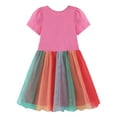 thumbnail image 2 of HILEELANG Little Girl Dresses Short Ruffle Sleeve Cotton Tulle Tutu Rose Unicon Birthday Party Dresses Size 7, 2 of 5