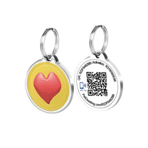 Pet Dwelling Smart NFC-QR Code Pet ID Tag - Dog Tags - Cat Tags - Online Pet Profile - Instant Email Alert - Scanned QR Tag GPS Location(Joy-Heart)