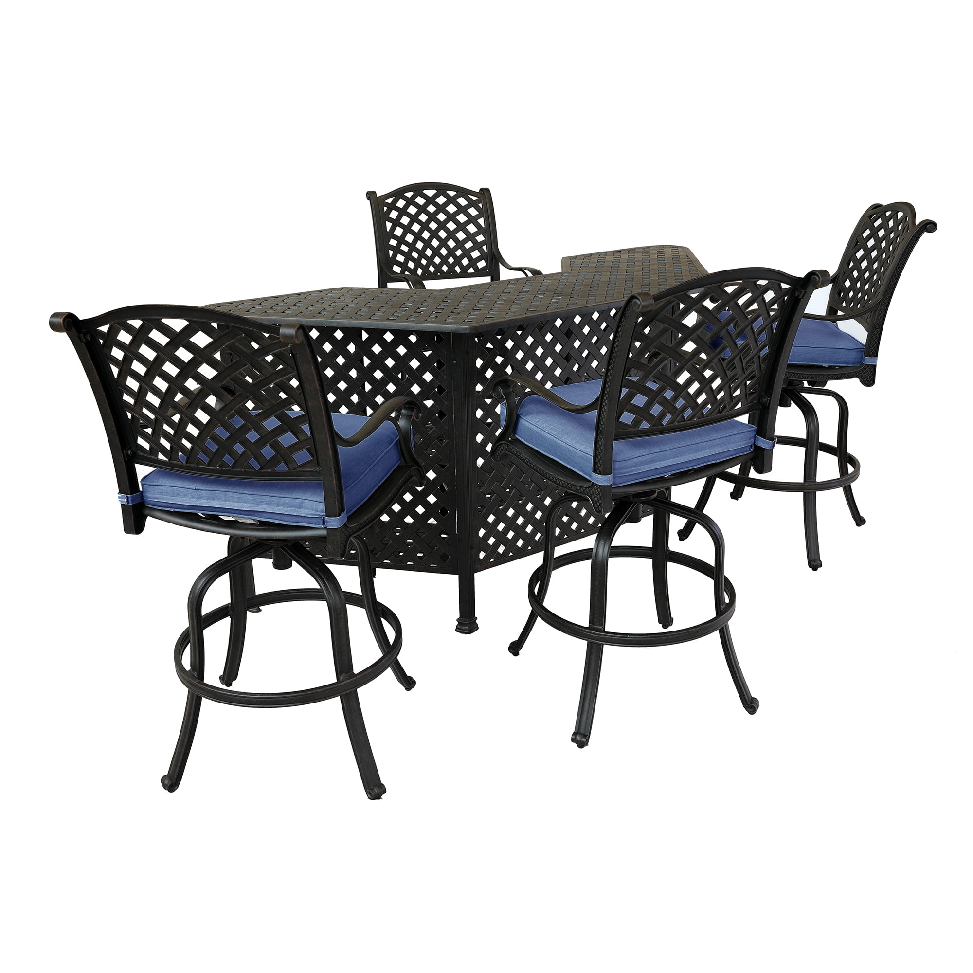 Hennessey Outdoor Patio Party Bar Set Cast Aluminum 5 Piece In