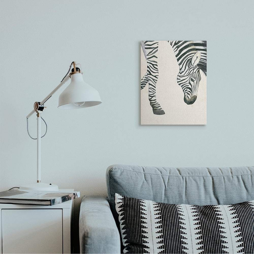 Stupell Industries Zebra Grazing Striped Safari Animal Hoof Detail Canvas Wall Art by Grace Popp