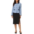 thumbnail image 2 of INSPIRE CHIC Blazer Veste Manteau en Tweed à Col en Velours Élégant pour Femme Bleu G, 2 of 6