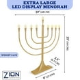 thumbnail image 5 of Extra Large 23" Display Electric Menorah Satin Gold with Flame Shaped Bulbs Traditional U-Shape USB Electronic LED Hanukkah Minorah with 10 Screw-in Frosted Bulbs Chanukah Decorations By Zion Judaica, 5 of 7