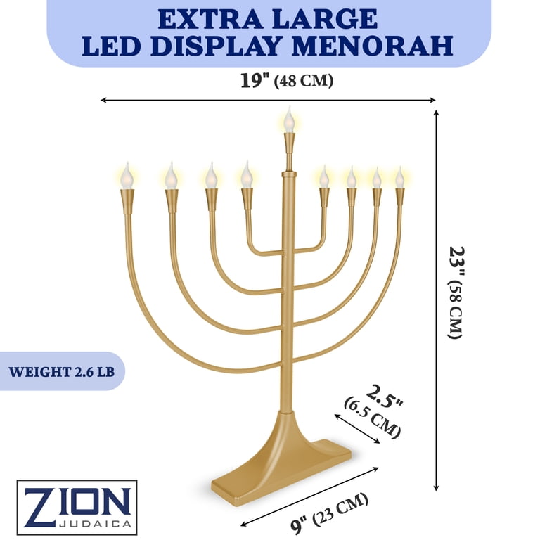 Extra Large Electric Menorah, 23 Inches Satin Gold photo 5