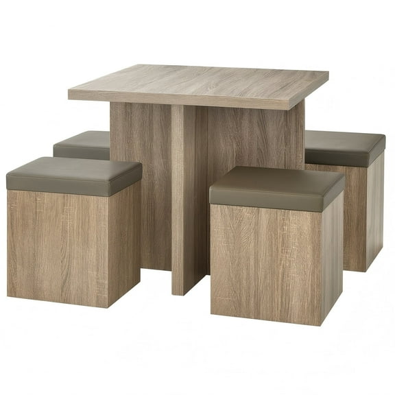 SUGIFT Dining Table Set for 4, 31in Kitchen Table and Chairs Set of 4, for Small Space, Apartment, Dinette, Taupe