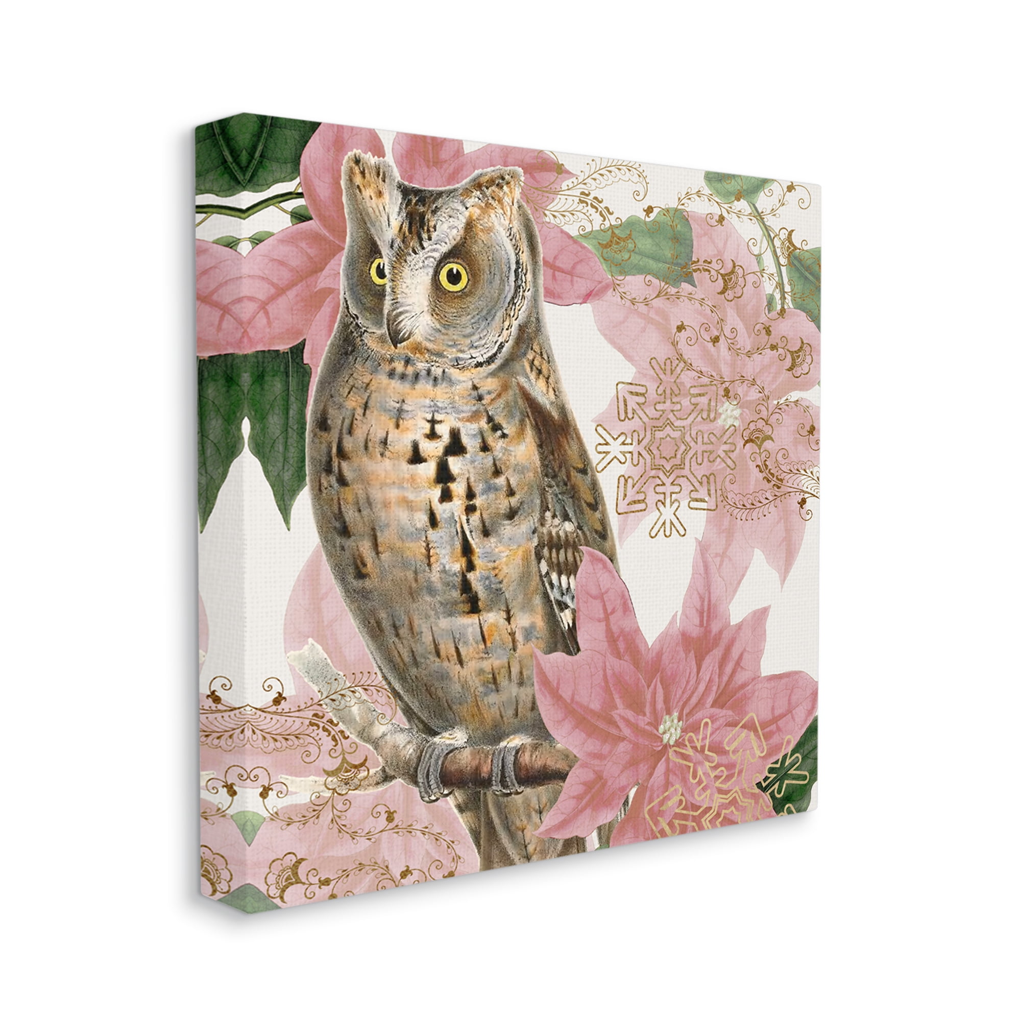 Stupell Industries Elegant Resting Silver Owl Geometric Snowflake Vintage Collage,30 x 30, Design by Daphne Polselli