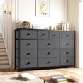 thumbnail image 5 of Romorgniz Dresser TV Stand for 55" TV with 13 Storage Drawers for Living Room Fabric Dresser for Closet, Wood Top, Sturdy Metal Frame, Gray, 5 of 7