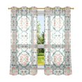 thumbnail image 6 of Yayeee Window Curtains Set of 2 for Living Room Light Filtering 63"x42", Green Geometric Pattern, 6 of 7