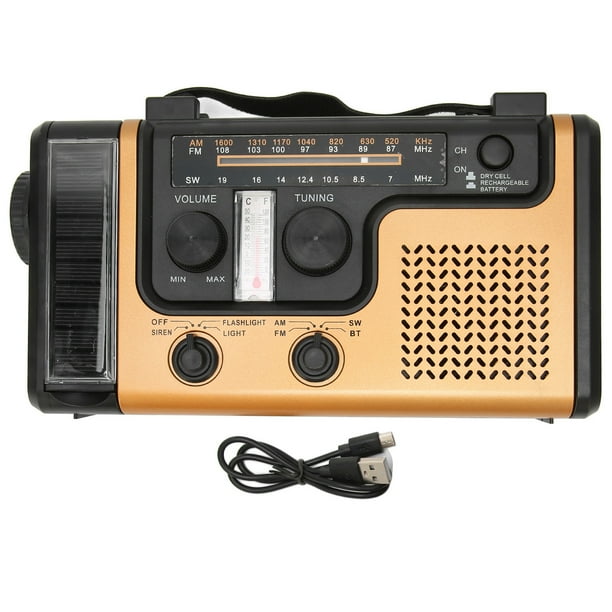 Portable LED Solar Hand Crank Radio 2000mAh AM FM SW Emergency Weather ...
