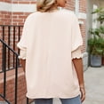 thumbnail image 5 of Womens Tops Women's Summer Casual And Loose Solid Color Round Neck T-shirt With Haif Sleeve Casual Top, 5 of 5