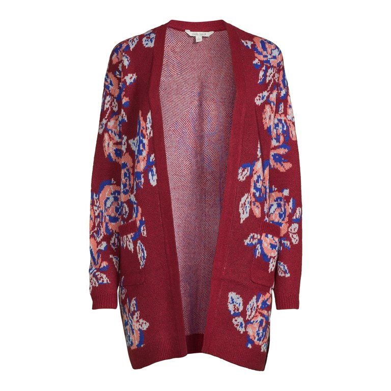 The Pioneer Woman Floral Jacquard Open Front Cardigan, Women's 