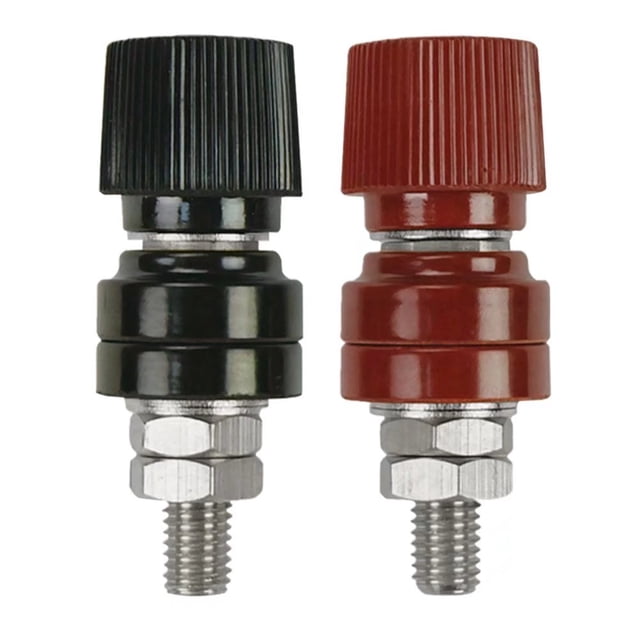 1/4" Copper Battery Terminal Stud Connector, Ampper Remote Battery Binding Post Junction Post Block Terminal Kit, Pack of 2 (Red and Black)