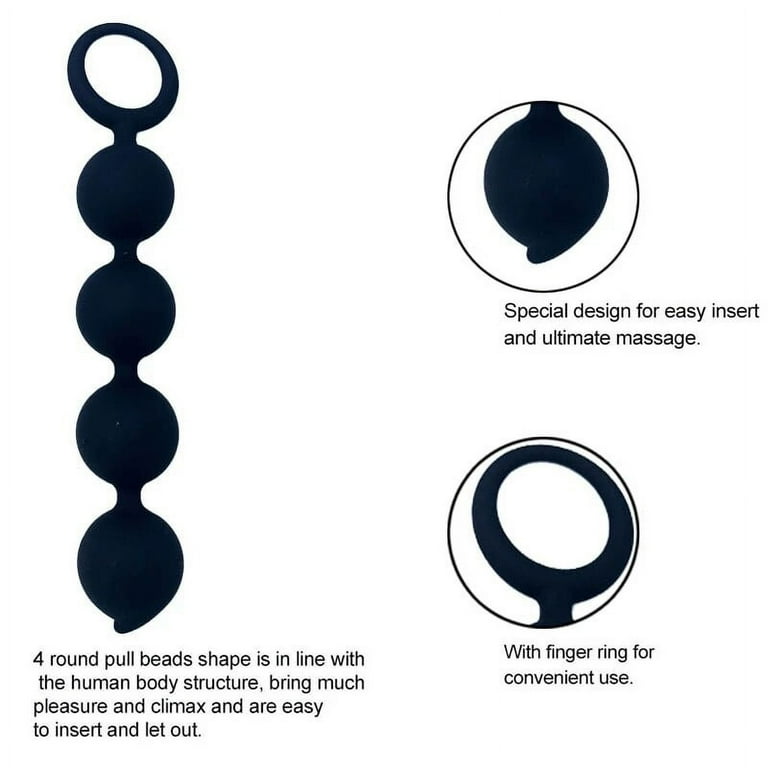 Black Smooth Silicone Anal Beads Adult Butt Toy Smooth Flexible w/ Ring  Handle - Walmart.com