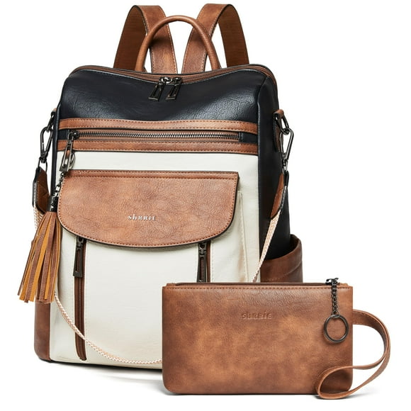 Mochila Shrie Fashion de piel para mujer, color negro