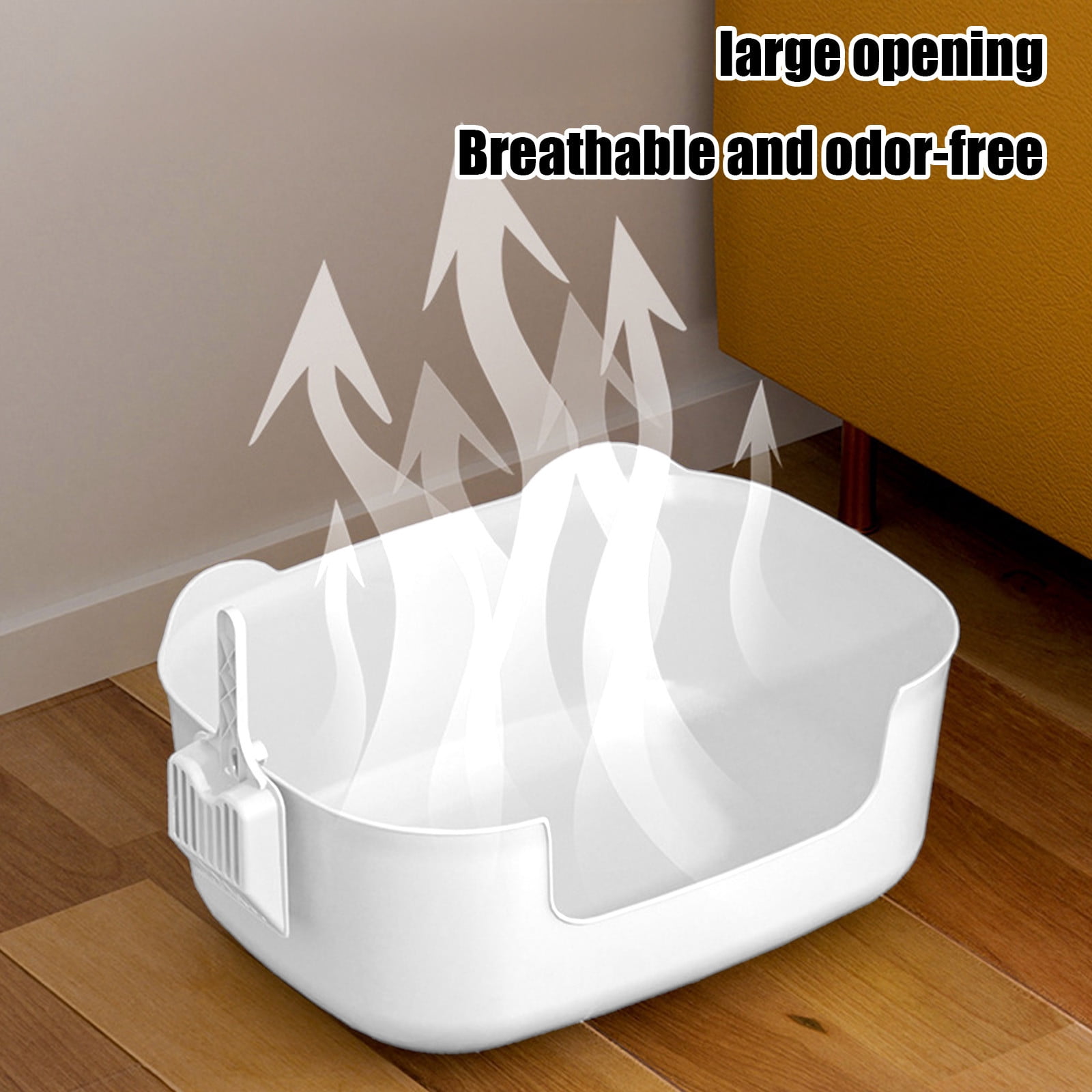 Ke1Clo Large Cat Litter Boxes for Indoor Cats, Kitty Litter Box Banding out Proof Spillage Proof Cats Litter Box with High Sides Fully Open One Pieces Litter Tray