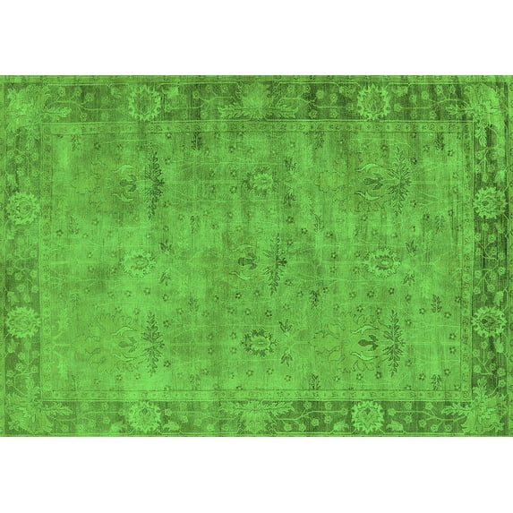 Ahgly Company Indoor Rectangle Oriental Green Industrial Area Rugs, 7' x 10'