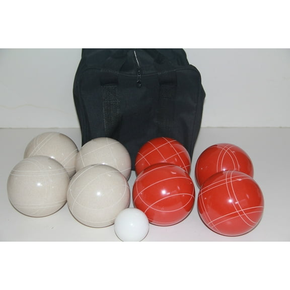 Italian/American Made, 110mm EPCO Bocce Set - Rustic White/Orange Balls and Black Bag