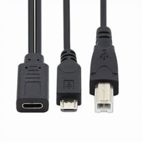 Chenyang Type-C USB-C Female to USB2.0 Standard Type-B & Micro USB Male Splitter Extension Charge Cable