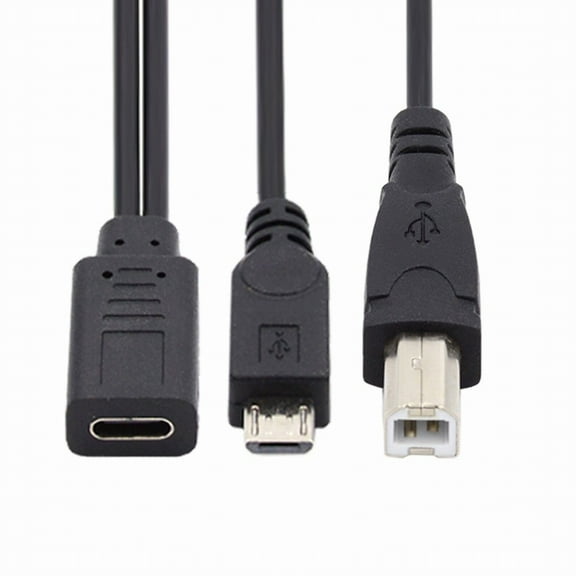Chenyang Type-C USB-C Female to USB2.0 Standard Type-B & Micro USB Male Splitter Extension Charge Cable