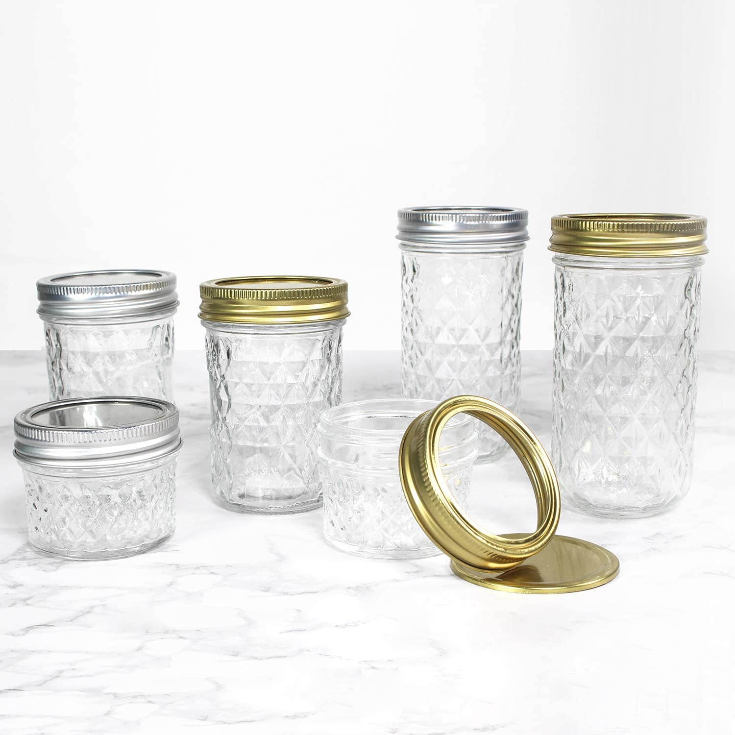 NutriChef 2 Pcs. Glass Mason Jars with Regular Lids and Bands, DIY Magnetic  Spice Jars, Ideal for Meal Prep, Jam, Honey, Wedding Favors, and more