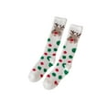 thumbnail image 2 of 2-Pack Women's Knee-High Coral Fleece Socks, 16.5in Festive Christmas Prints - Santa/Snowman/Reindeer, Thickened Winter Warm Socks, Holiday Stocking Stuffer, Thoughtful Christmas Gift for Her, 2 of 6
