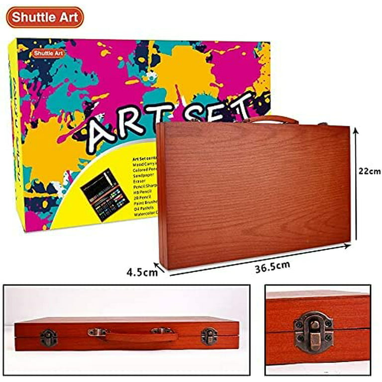 118 Piece Deluxe Art Set, Shuttle Art Art Supplies in Wooden Case