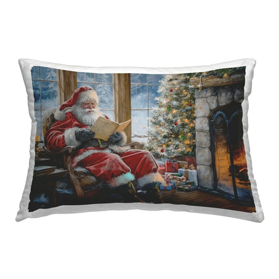 Stupell Industries Santa Reading by Fire Decorative Printed Throw Pillow Design by Imagine It Images.