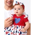 thumbnail image 6 of Ruyang 2 Piece Patriotic Outfits for Toddlers American Flag Heart Star Print Dress and Headband Summer 4th of July Clothes, 6 of 7