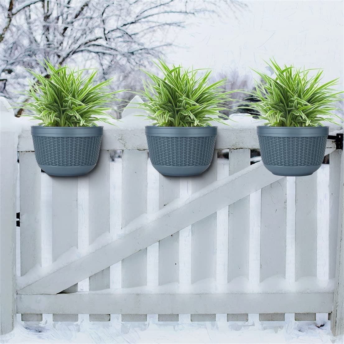 Visland Wall Hanging Planter with S Hooks, for Hanging Herbs Succulents or Other Small Plants, Fence or Wall Mounted Planters Container, for Home Garden Patio Indoors and Outdoors