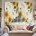 thumbnail image 2 of Sunflower Swag Kitchen Curtain Valances, Spring Yellow Sunflowers Floral Leaf Bees Dragonfly Beige Rod Pocket Curtains Window Treatment Decor Valances for Bedroom Bathroom, 2 Panels 36 x 63 Inch, 2 of 9