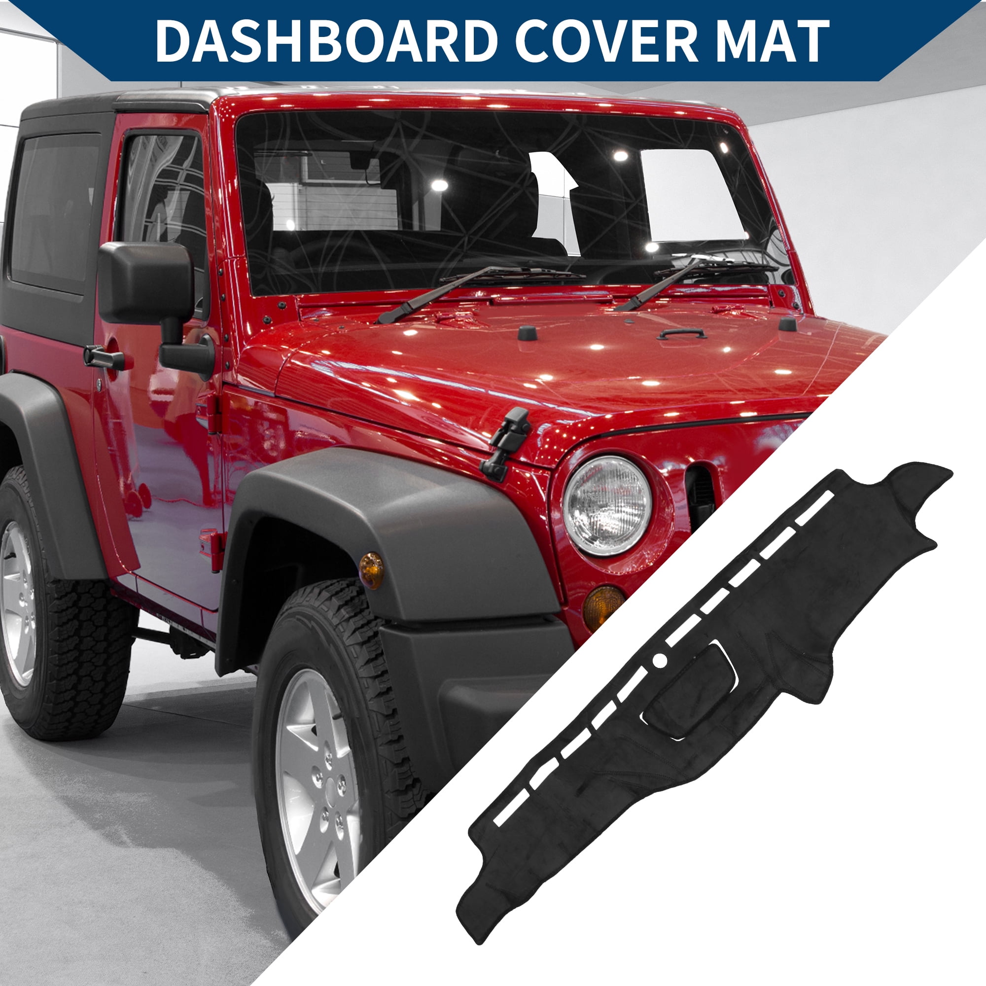 Unique Bargains Dash Cover for Jeep Wrangler JK 2007-2017 Non-Slip Flannel Black