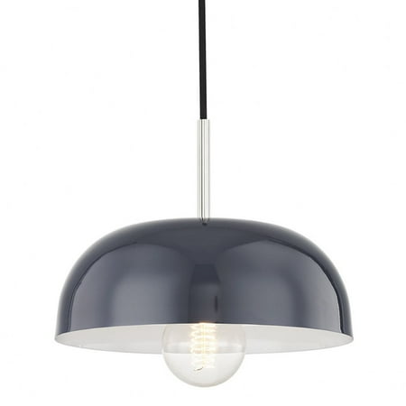 

-One Light Small Pendant in Style-11 inches Wide By 4.25 inches High-Polished Nickel/Navy Finish Bailey Street Home 735-Bel-2941739
