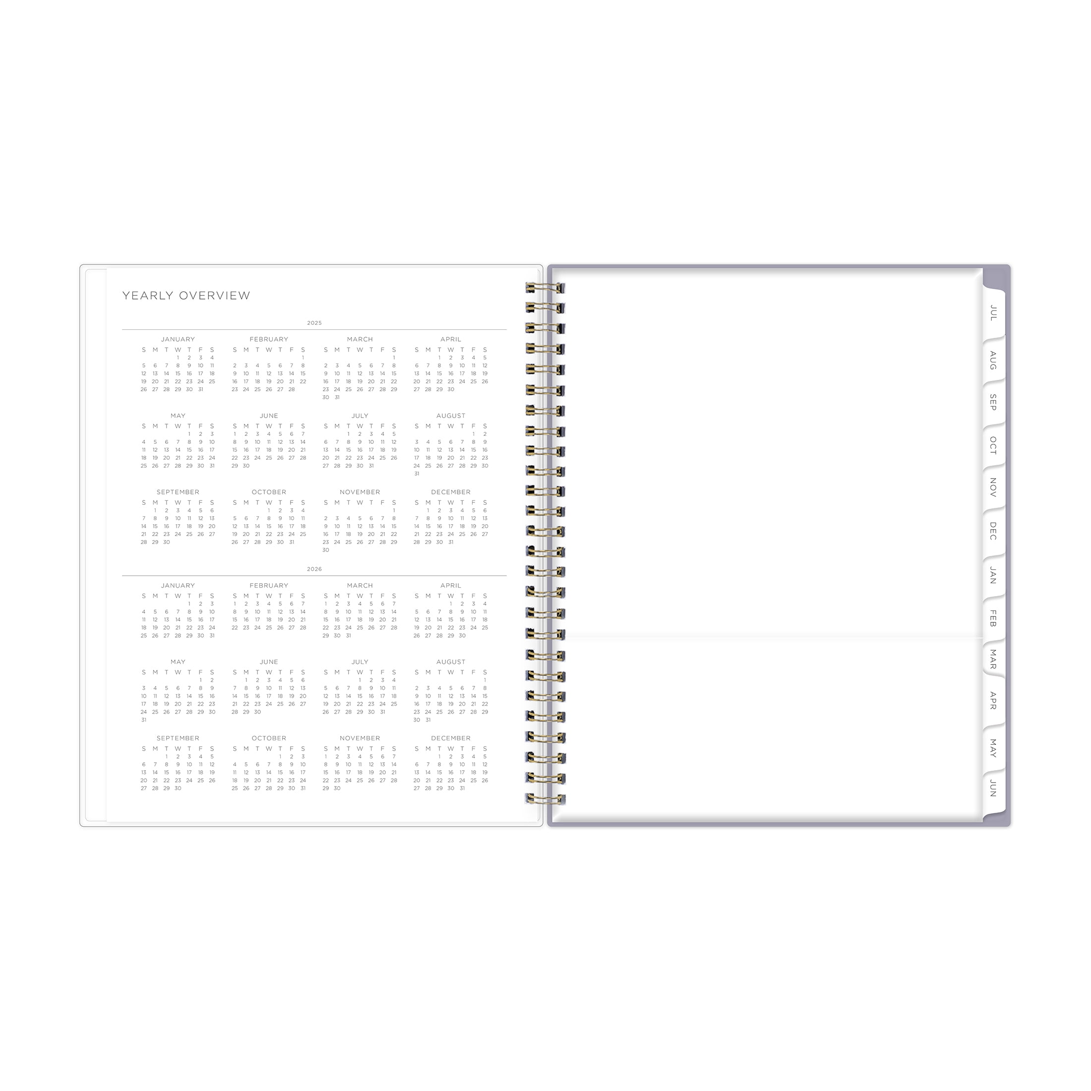 Kelly Ventura for Blue Sky Monthly Weekly Medium, 7" x 9", Lavender Floral 15-Month (April 2025 - June 2026)