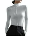 thumbnail image 1 of AherBiu Chandails à Manches Longues pour Femmes Couche de Base sous-Maillots Col Roulé Coupe Ajustée T-Shirts Blouse, 1 of 6