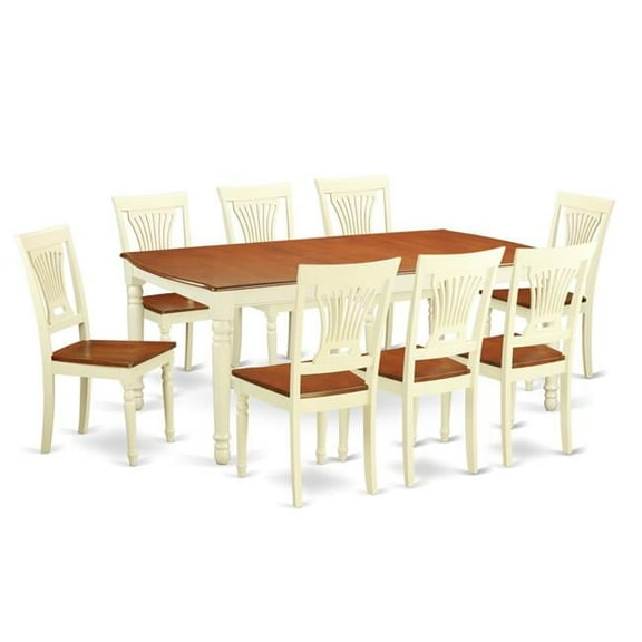 Dining Table Set with 8 Dining Room Table & 8 Chairs, Buttermilk & Cherry - 9 Piece