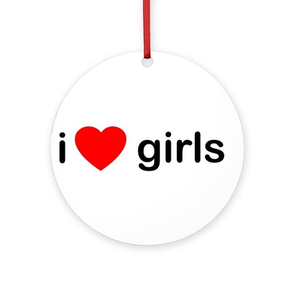 CafePress - I Heart Girls - Round Wood Ornament 4"