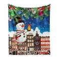 thumbnail image 1 of Christmas Soft Flannel Fleece Throw Blanket, Snowman in the City Streets Urban Noel Downtown Wishes Funny Illustration, Cozy Plush for Indoor and Outdoor Use, 70" x 90", Multicolor, by Ambesonne, 1 of 6