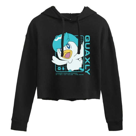 Pokémon - Quaxly Stats - Juniors Cropped Pullover Hoodie