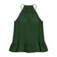 thumbnail image 6 of Felirenzacia Women's Halter Neck Ruffle Hem Tank Top, 2026 Spring Summer Soft Lightweight Flowy Spaghetti Strap Sleeveless Top,Army Green,M, 6 of 8
