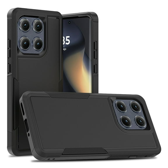 Decase for Motorola Edge (2025) Case,Heavy Duty Hybrid 2 in 1 Hard PC Soft Flexible Rubber Silicone Dual-Layer Cover,Shockproof Protective Phone Case for Motorola Edge (2025),Black