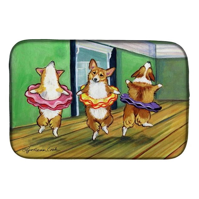 Carolines Treasures 7276DDM Little Ballerina Corgi Dish Drying Mat