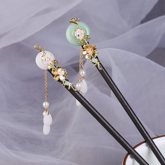 Horquilla con borlas, accesorios antiguos para el cabello, horquilla de madera con forma de disco, horquilla de madera con forma de escalón, tocado Hanfu, accesorios para cheongsam para mujer